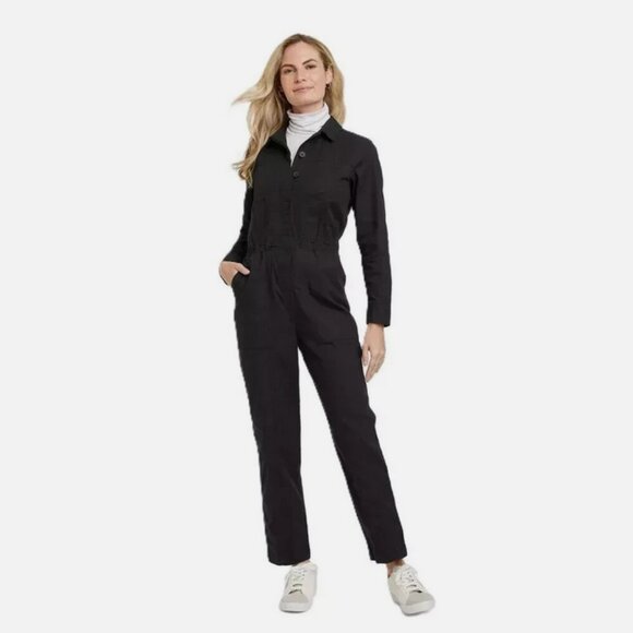 Women's Button-Front Coveralls - Universal Thread Black 6 - Picture 1 of 3